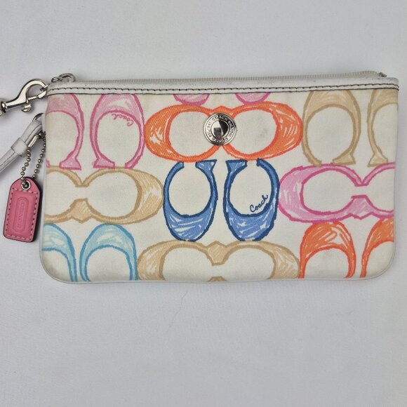 Coach Y2K Poppy Hampton Signature C Scribble Logo Wristlet Multi Color - Picture 1 of 16
